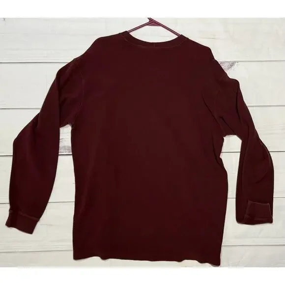 Carhartt Thermal Waffle Knit Spellout Shirt L Red Sweatshirt Heavy Relaxed Men - Picture 2 of 6